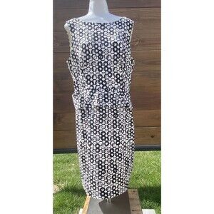 Donna Morgan Y2K Black & White Sleeveless A-Line Dress Business Womens Size 14